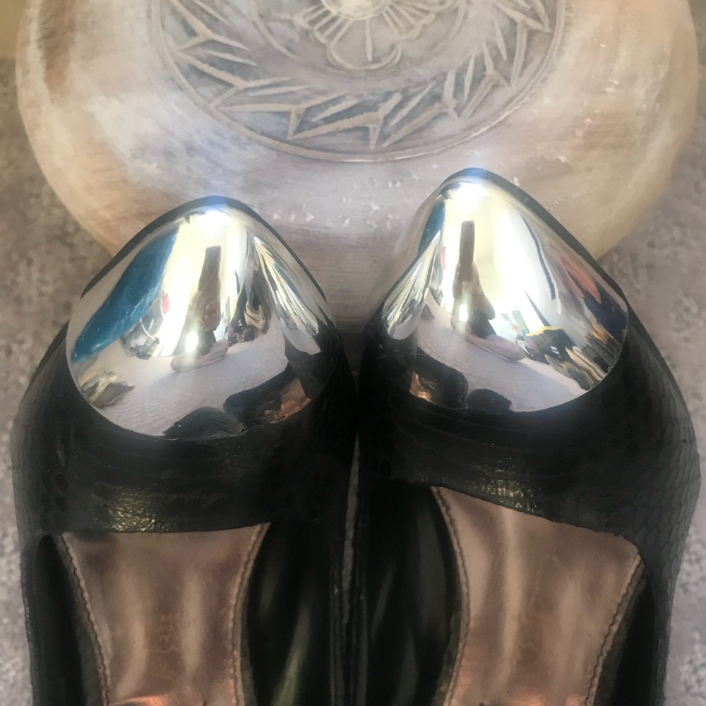 Top Shop Snake print pumps black, silver size 7 - Picture 3 of 7